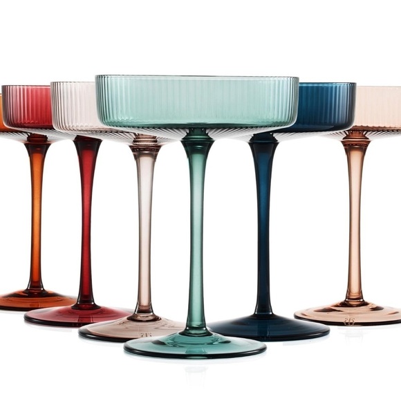Ribbed Coupes glasses set of six beautiful colors ππβ¨πΈπ·πΎ (1) set of six π - Picture 4 of 4